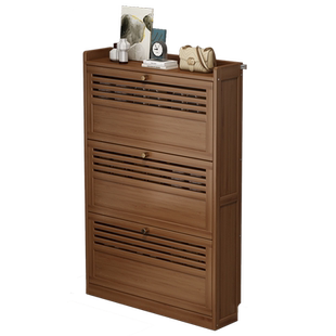 翻斗超薄鞋柜家用门口2022新款爆款入户大容量小窄17cm全楠竹鞋架