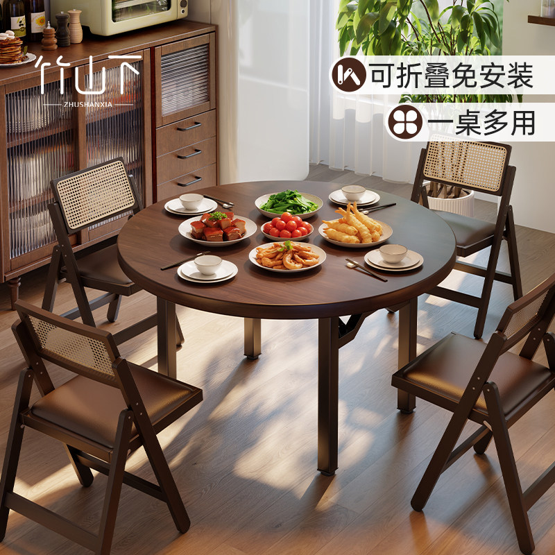 可折叠圆桌家用餐桌新型便携式小方桌摆摊折叠桌子一体吃饭圆餐桌