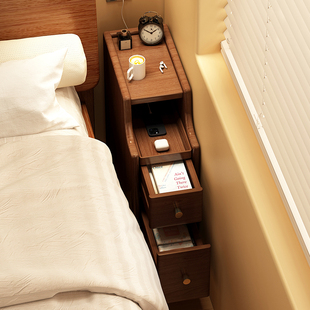 置物架夹缝超窄缝 极窄床头柜小型简约现代家用卧室实木收纳柜窄款