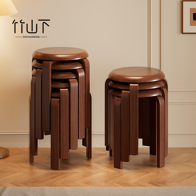 凳子可叠放实木加厚餐桌凳圆凳家用矮凳结实耐用新款高级备用凳子,住宅家具,矮凳,淘宝优惠券,粉丝福利购,淘宝优惠卷