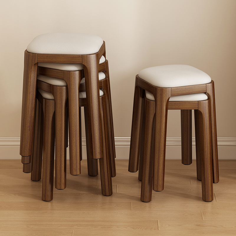 实木凳子家用板凳餐桌凳餐椅凳软包方凳圆凳现代简约可叠放沙发凳 住宅家具 餐椅 原图主图