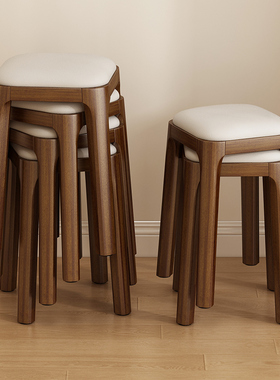 实木凳子家用板凳餐桌凳餐椅凳软包方凳圆凳现代简约可叠放沙发凳