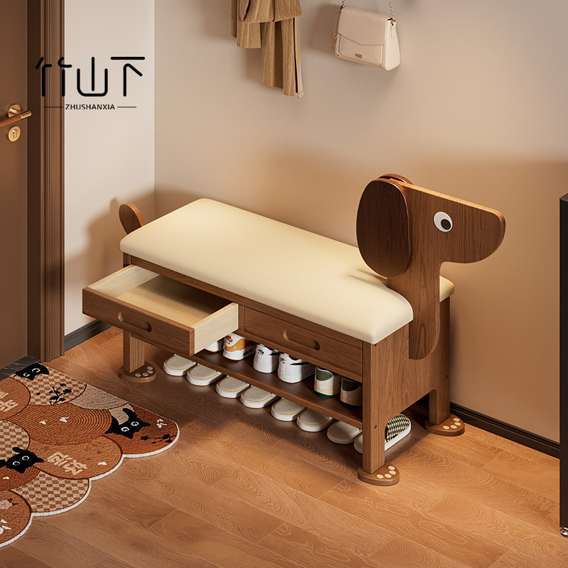 小狗换鞋凳实木入户门口家用可坐鞋柜可收纳设计师款穿鞋凳进门凳,住宅家具,换鞋凳,淘宝优惠券,粉丝福利购,淘宝优惠卷