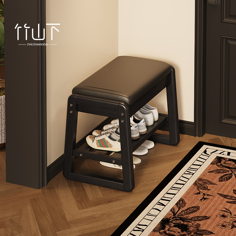 【一凳三用】实木储物换鞋
