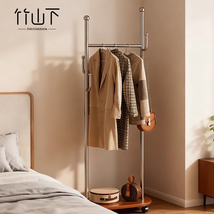 移动衣帽架落地式不占空间家用卧室多功能带收纳挂衣架金属仙人掌