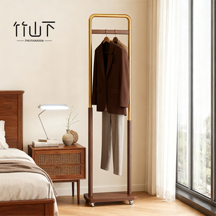 中古风落地式挂衣架移动卧室实木衣帽架办公室小型次净衣架25新款