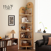 中古藤编转角置物架实木90度拐角柜墙角三角收纳柜客厅角落置物柜