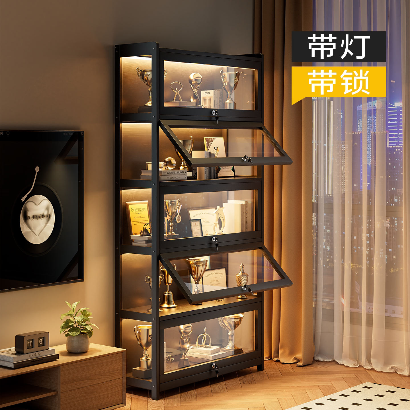 【热卖推荐】带锁手办展示柜图片