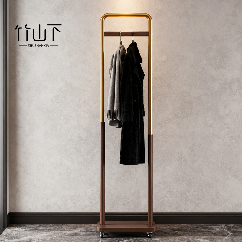 中古风落地式挂衣架移动衣帽架