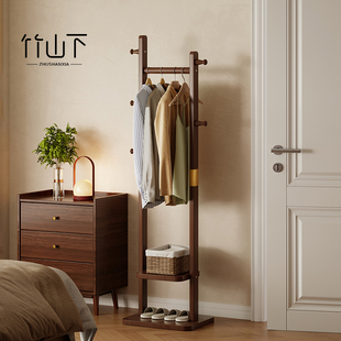 挂衣架卧室落地不占空间实木衣帽架床边晚上放衣服神器挂衣服架子
