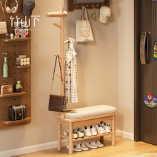 长颈鹿换鞋凳挂衣架一体实木入户门轻奢高级感玄关可坐鞋柜穿鞋凳