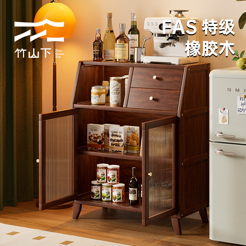 实木餐边柜咖啡柜茶吧柜靠墙一体储物柜置物柜客厅水吧台收纳柜子