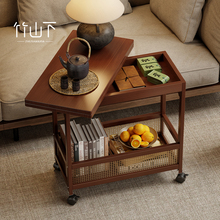 移动茶几边几可移动茶台沙发旁边柜客厅阳台茶桌实木小型创意角几