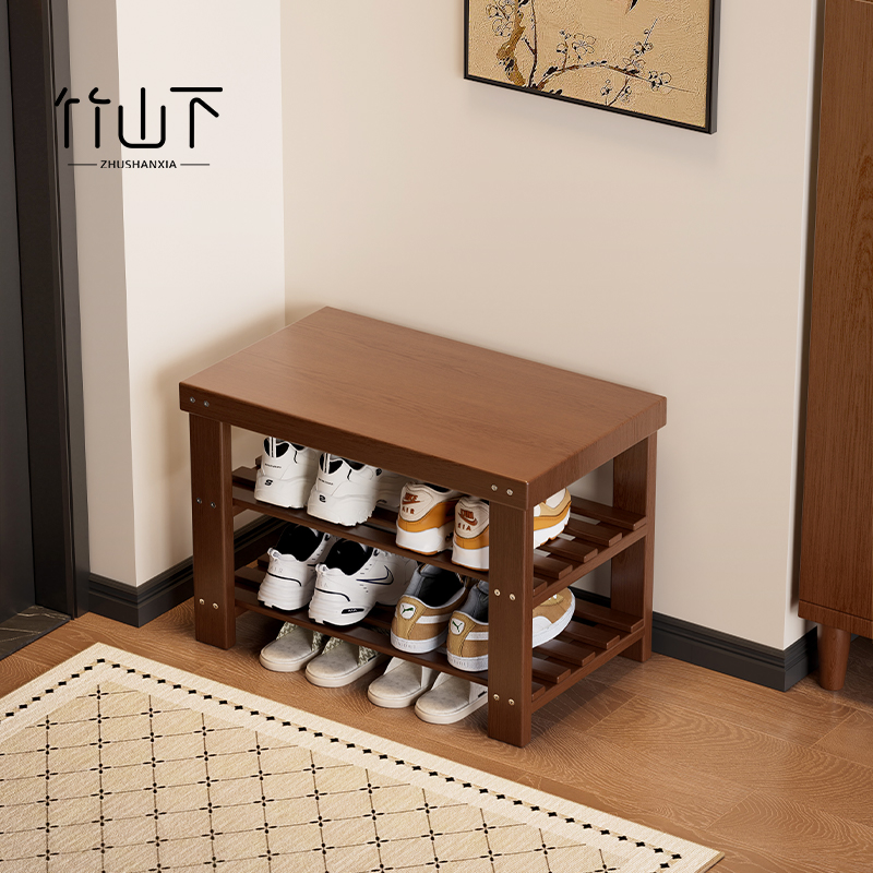换鞋凳门口家用经济实木穿鞋入户可坐鞋柜一体可收纳玄关窄小鞋凳