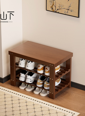 换鞋凳门口家用经济实木穿鞋入户可坐鞋柜一体可收纳玄关窄小鞋凳