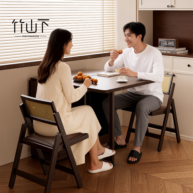 【进口实木】免安装可折叠餐桌