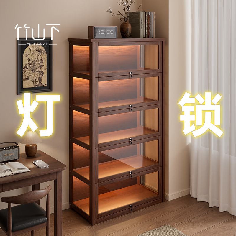 【进口实木】防尘书柜储物柜一体