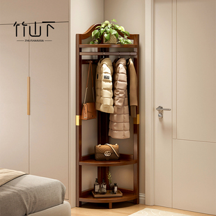 转角衣帽架实木衣架落地卧室门口晚上放衣服神器拐角挂衣架置物架