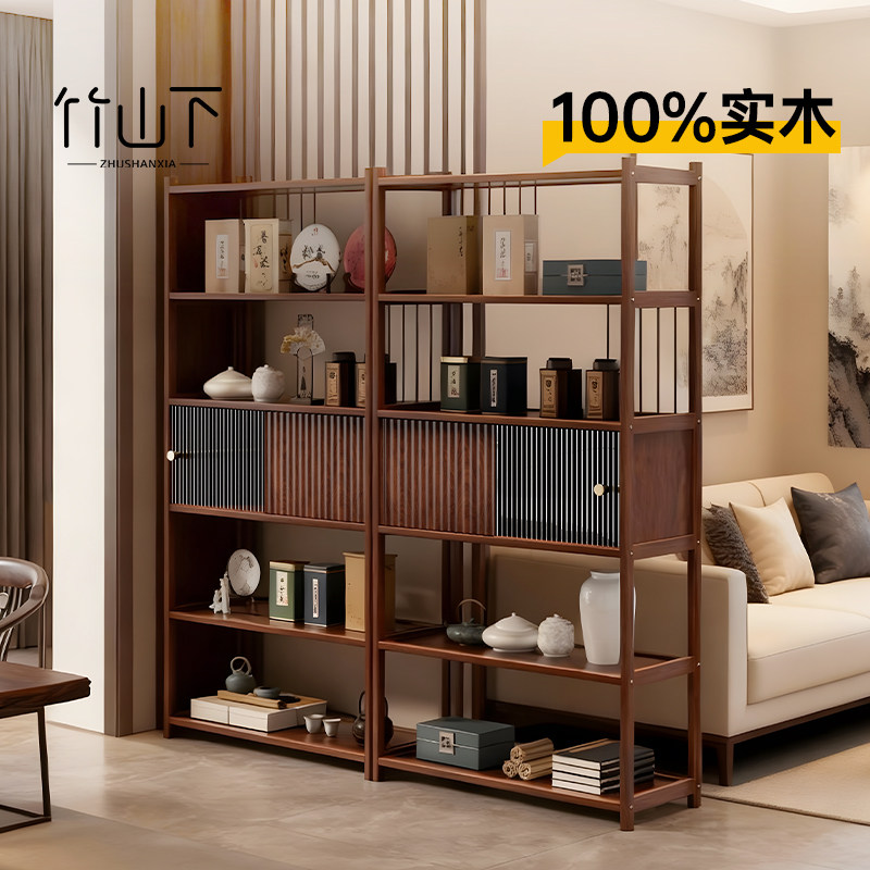博古架实木中式客厅隔断柜屏风柜2025新款入户门玄关柜置物架