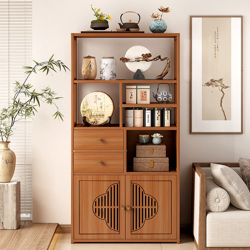 新中式博古架茶室置物架茶叶展示