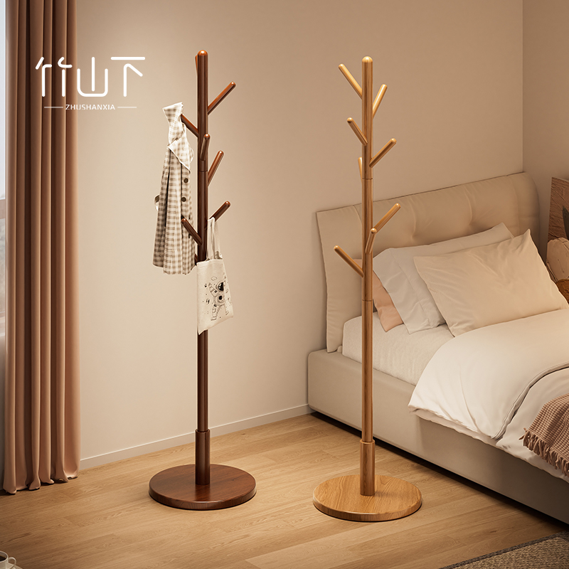 实木落地挂衣架简易立式挂衣杆