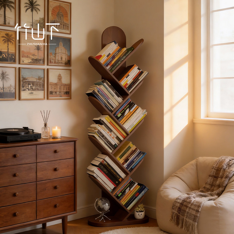 实木书架落地置物架一体靠墙书柜储物柜客厅飘窗儿童绘本架展示柜,住宅家具,书架,淘宝优惠券,粉丝福利购,淘宝优惠卷