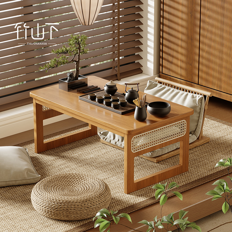 飘窗小桌榻榻米茶桌炕桌小茶几矮桌坐地中式小茶台地毯上的小桌子