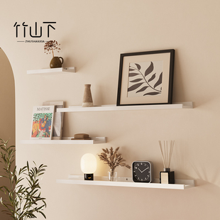 墙上置物架墙面造型沙发后长条展示悬空免打孔上墙多层实木一字板
