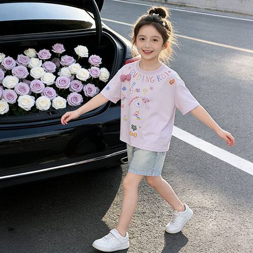 女童短袖T恤夏装2026夏季甜美