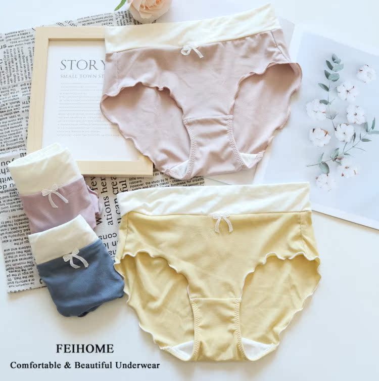 n646女士中腰人棉面料弹力内裤