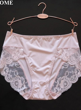 女士中高腰软滑牛奶丝女式短裤蕾丝边优雅知性无痕内裤加大码N363
