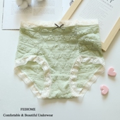 N679女士高腰泡泡纱蕾丝女生柔软云感薄款 内裤 透气性感女式 大码