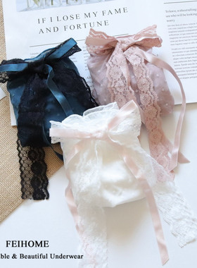 N321舒适女士中低腰性感网纱蕾丝内裤纯棉裆PP漂亮大蝴蝶结M/L/XL