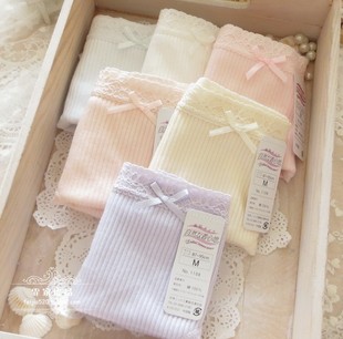 K719 偏小半码 100%纯棉出口品质女士中腰螺纹棉学生短裤 女生内裤