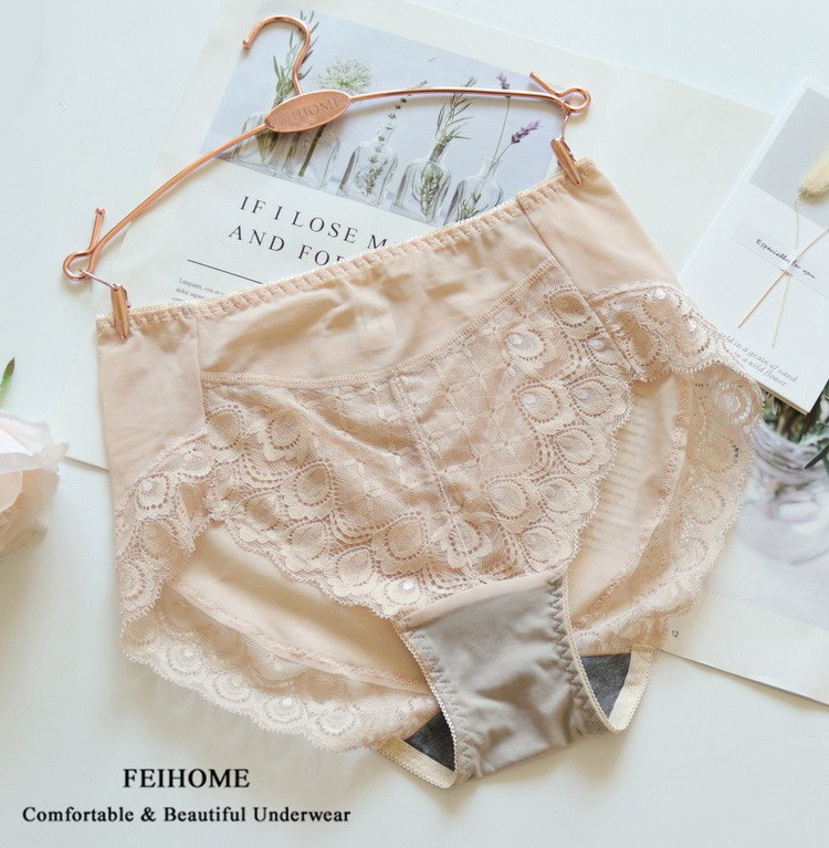 女士高腰蕾丝内裤抗菌石墨烯内裆