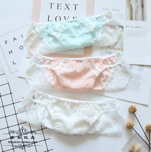 N286女士女式中腰牛奶丝宽蕾丝花边两侧带式无痕内裤 M/L/XL