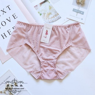 大码 内裤 性感透气网纱蕾丝纯棉裆包臀无痕女式 N213女士中腰薄款