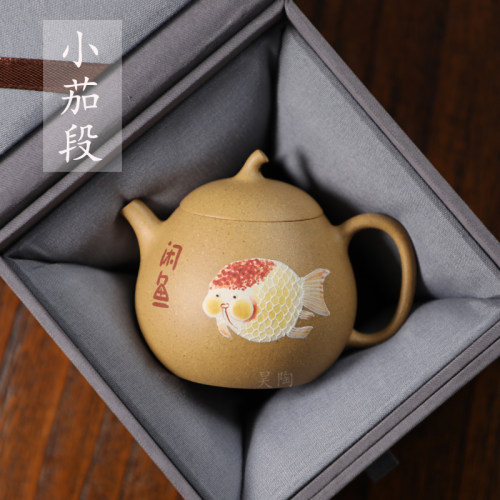 昊陶彩绘黄金段泥堆绘内推孔小品