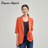 七分袖 柏媛简约高级感小西装 外套女2026夏薄款 一粒扣通勤西服上衣