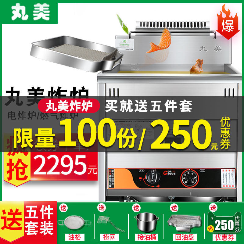 丸美电炸炉油炸锅商用摆摊煤气炸炉燃气自动控温炸机炸鸡设备全套