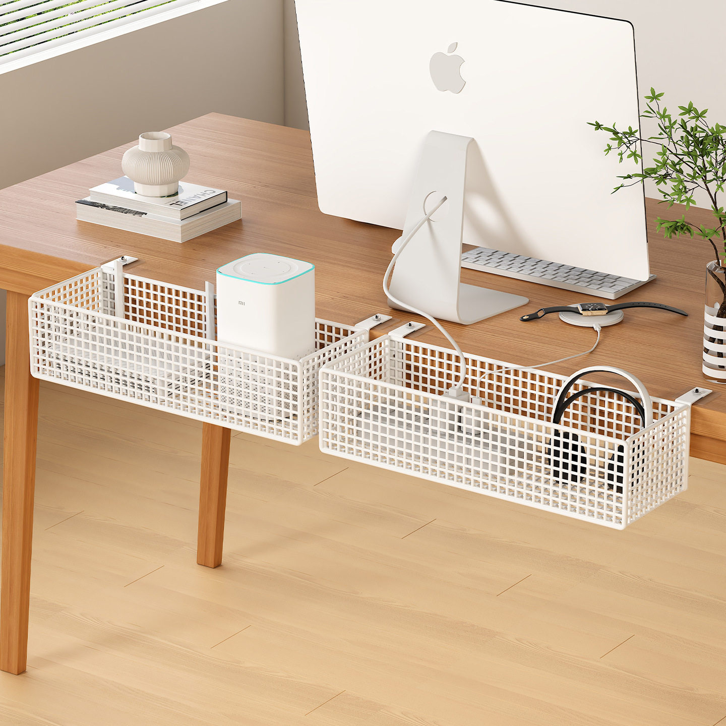 桌下理线器置物架插座插排电线数据线放置架办公室电脑走线集线盒