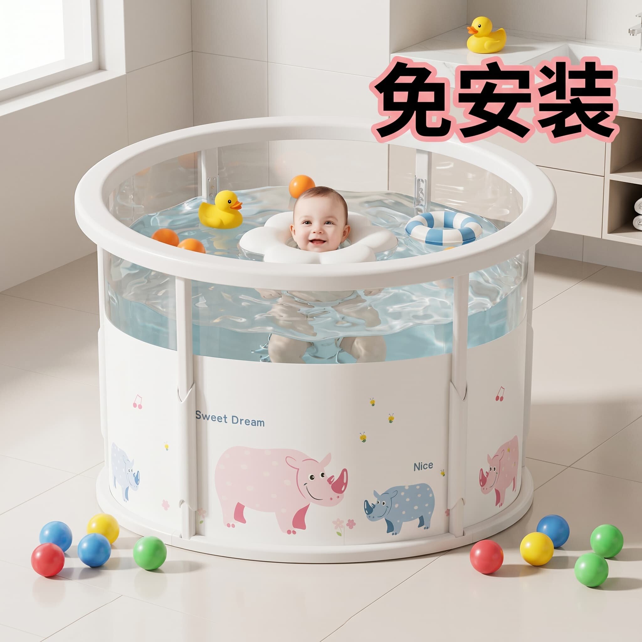 游泳桶婴儿家用儿童泡澡桶新生儿可折叠浴桶宝宝洗澡桶大号游泳池