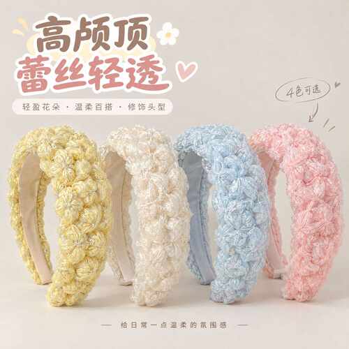 温柔蕾丝花朵编织发箍法式甜