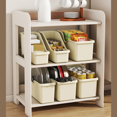 粟家厨房收纳盒锅具整理盒锅盖调料带滑轮橱柜收纳省空间收纳架fh