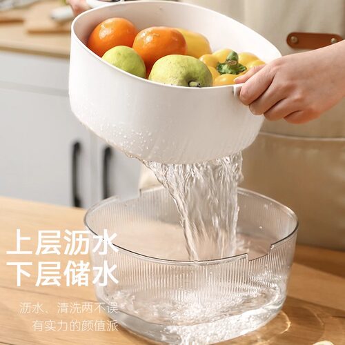 塑料多功能沥水可挂式篮子厨房架洗菜果盆神器滤滴双层沥水篮筐
