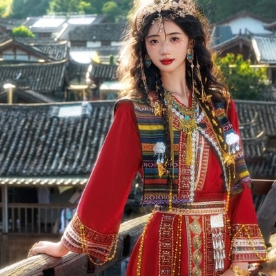 新款苗族服饰苗疆少女少数民族土家族爆款套装旅拍秋冬写真摄影服