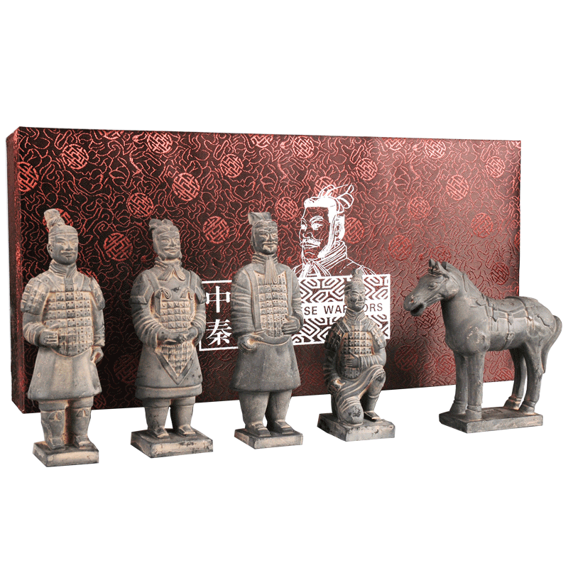 西安兵马俑工艺品摆件兵马俑旅游纪念品中国特礼品送老外15cm泥青