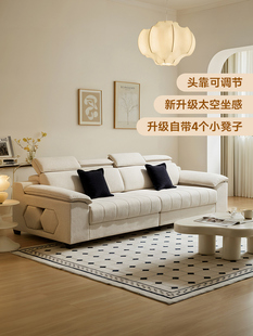 轩艺2025新款棉麻面料沙发客厅直排现代简约慵懒风格配小凳子