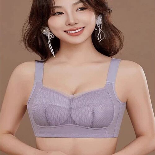 全罩杯薄杯大胸显小舒适无钢圈文胸罩聚拢调整收副乳女士内衣6615