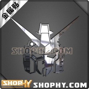 中码-金属贴镀铬银 汽车贴纸天人独角兽自护高达Gundaam尾箱贴